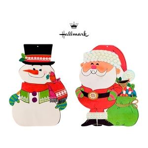 Hallmark Christmas "Snowman & Santa" Die Cut Paper Decoration Set - (1970's)
